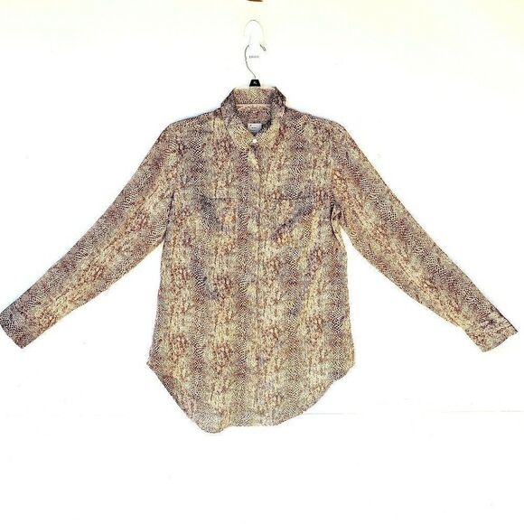 Women's New Satin Top - Snake Print  Button Front Blouse S - Picture 1 of 7